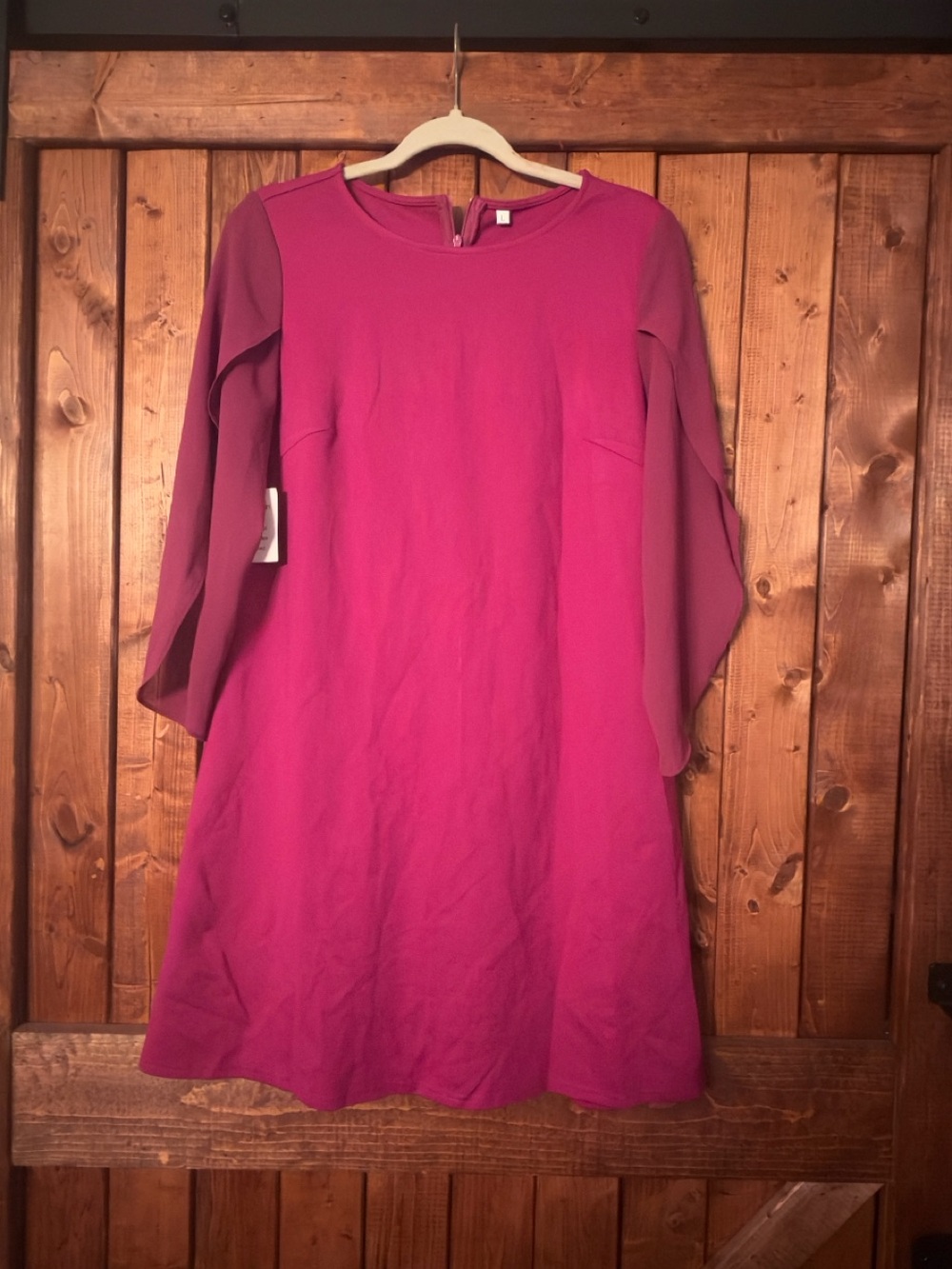 Women's Magenta Long-Sleeve Shift Dress